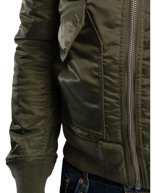 Schott Nyc Green Removable Badge Bomber Jacket for men