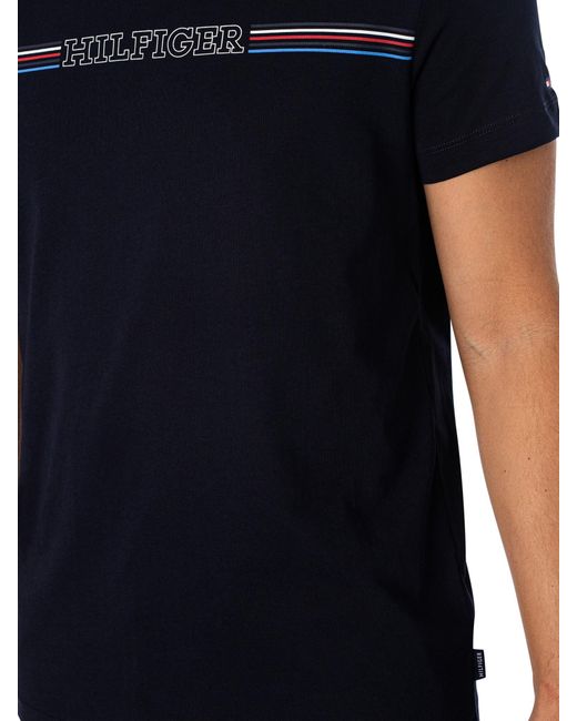 Tommy Hilfiger Black Slim Stripe Chest T-shirt for men