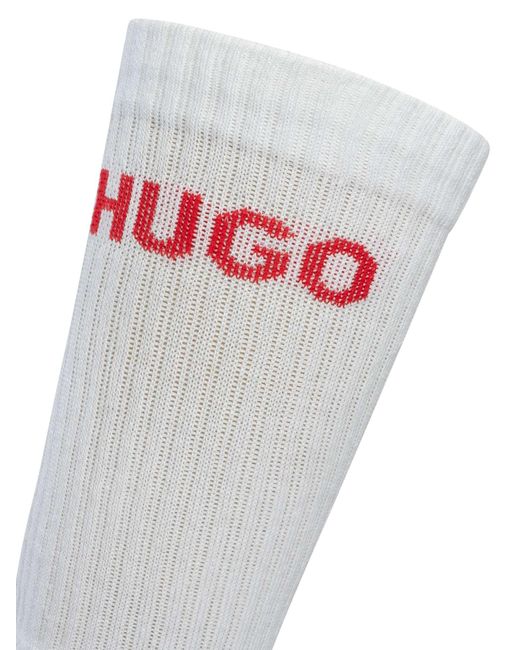 HUGO White 6 Pack Logo Quarter Socks for men