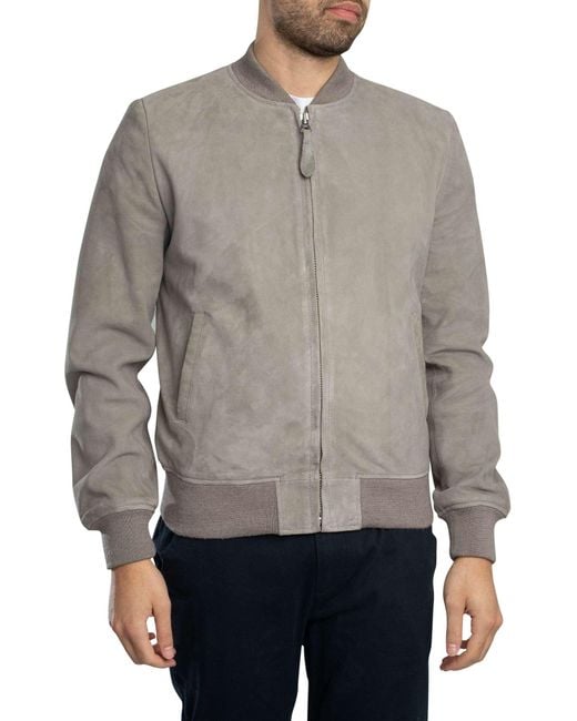 Schott Nyc Gray Suede Bomber Jacket for men