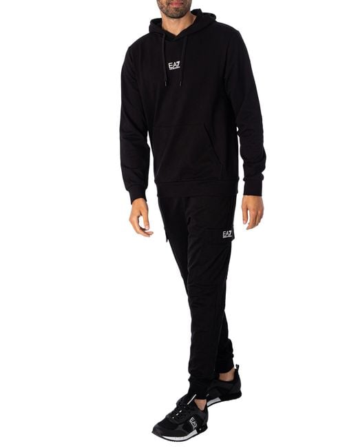 EA7 Black Jersey Pullover Hoodie for men
