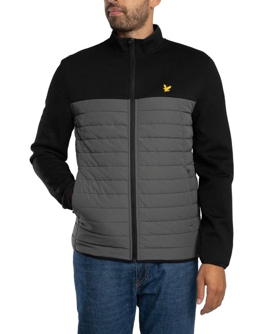 Lyle & Scott Black Sports Fleece Hybrid Jacket for men
