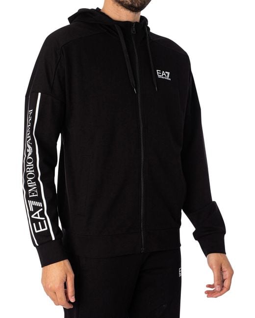 EA7 Sleeve Logo Zip Hoodie in Black for Men Lyst