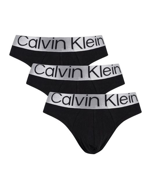 Calvin Klein 3 Pack Reconsidered Steel Hip Briefs in Black for Men | Lyst