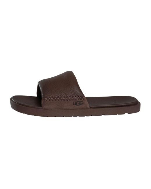 Ugg Brown Seaside Ii Leather Sliders for men
