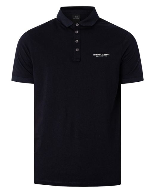 Armani Exchange Black Chest Logo Polo Shirt for men