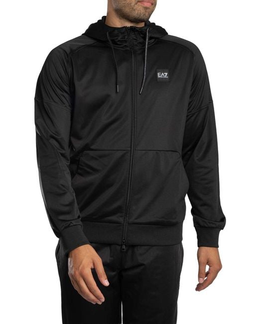 EA7 Black Gym Zip Hoodie Tracksuit for men