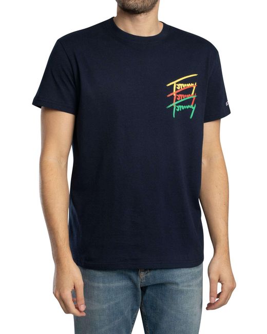 Tommy Hilfiger Blue Regular Twisted Signature T-shirt for men