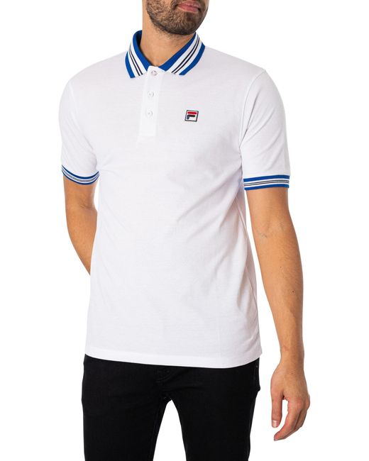 Fila White Faraz Tipped Rib Polo Shirt for men