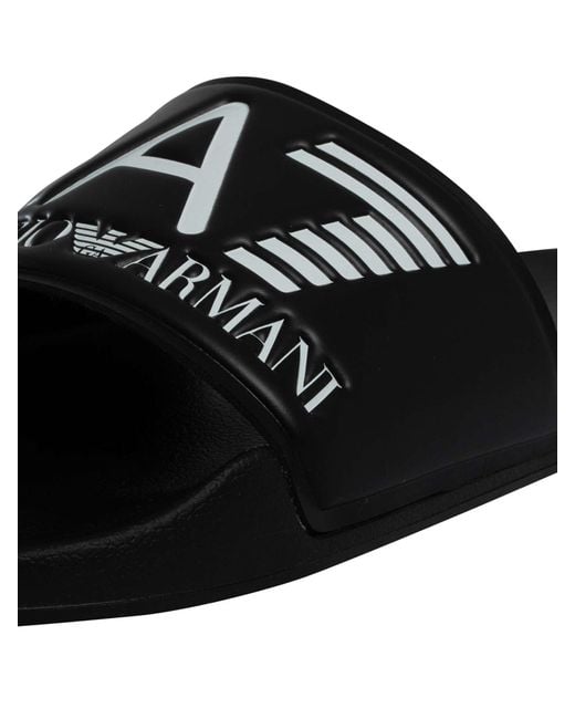 EA7 Black Scarpe Logo Sliders for men