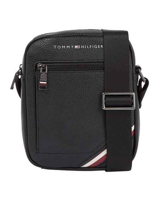 Tommy Hilfiger Black Central Mini Reporter Bag for men