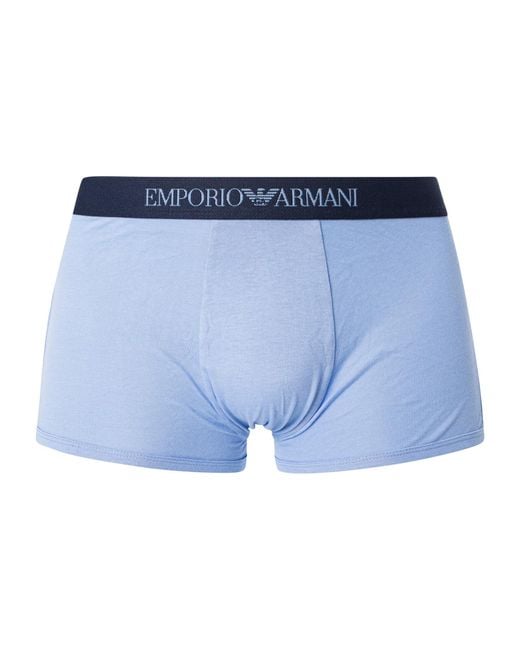 Emporio Armani 3 Pack Trunks in Blue for Men