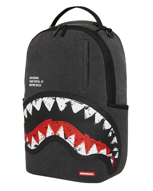 Sprayground Black 20l Shark Central Painted Backpack for men