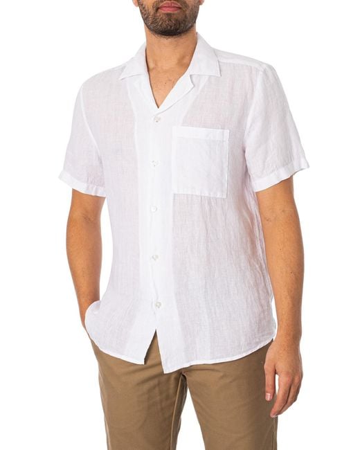 HUGO White Ellino Short Sleeved Shirt for men