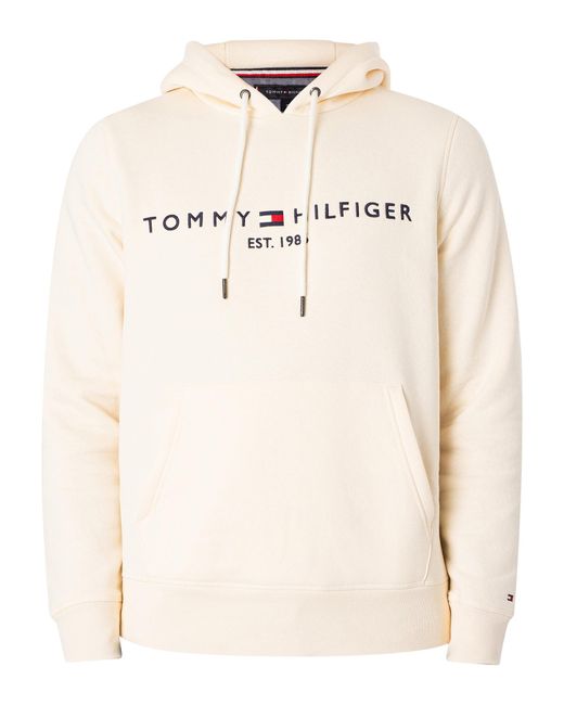 Tommy Hilfiger White Plus Logo Regular Fit Hoody for men