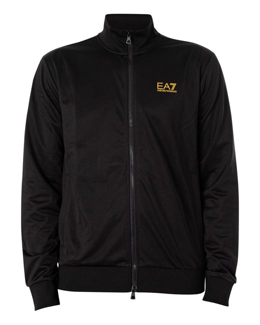 EA7 Black Logo Zip Tracksuit for men