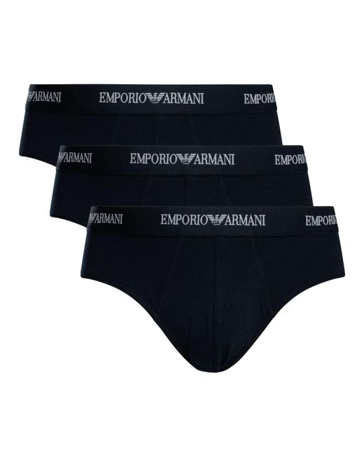 Emporio Armani Black 3 Pack Stretch Cotton Briefs for men