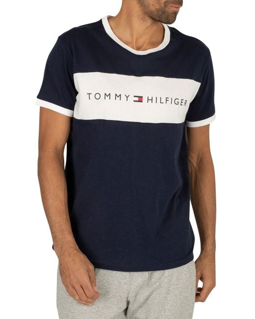 tommy hilfiger logo flag t shirt navy