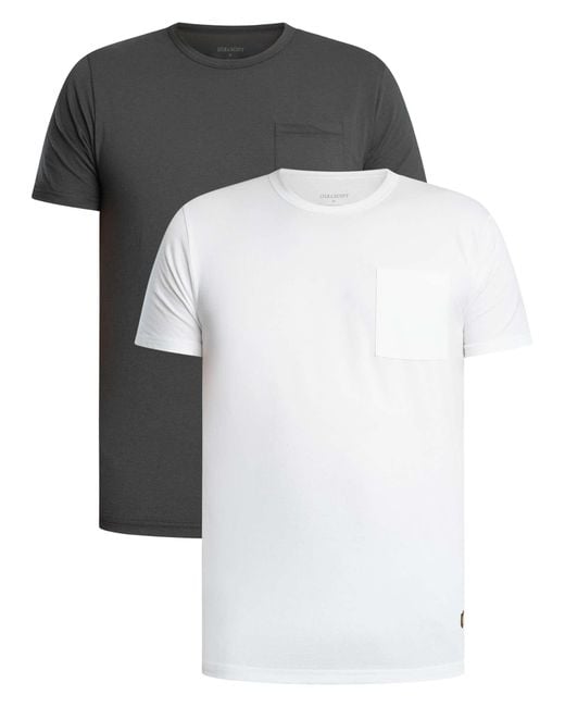 Lyle & Scott White Basic 2 Pack Pocket T-shirt for men