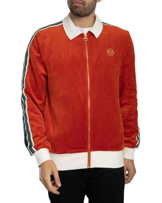 Sergio Tacchini Red Monte Velour Track Jacket for men