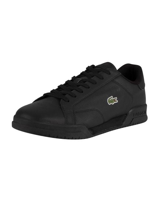 Mens black lacoste trainers top