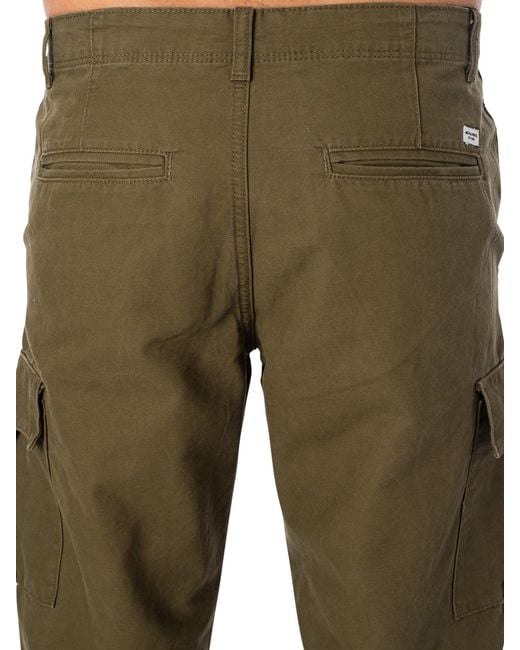 Jack & Jones Green Kane Barkley Loose Cargo Trousers for men
