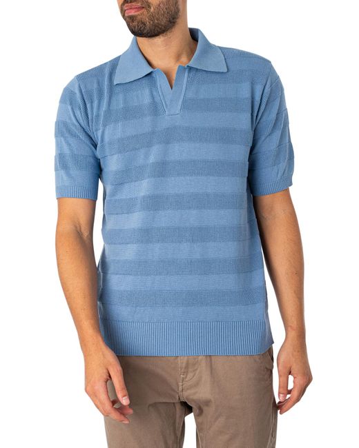 Far Afield Blue Marsan Raised Stripe Polo Shirt for men