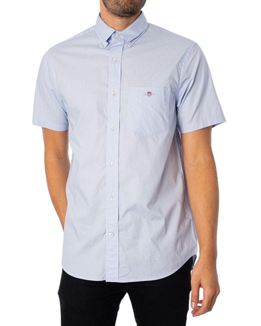 Gant White Regular Poplin Short Sleeved Shirt for men