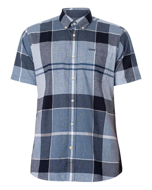 Barbour Blue Doughill Tailored Short Sleeved Shirt for men