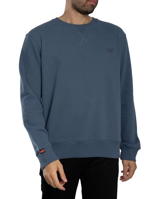 Superdry Blue Essential Logo Sweatshirt for men