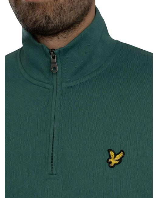 Lyle & Scott Green Loopback Quarter Zip Sweatshirt for men