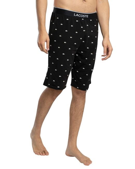Lacoste Black Logo Pattern Short Pyjama Set for men