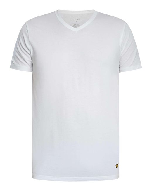 Lyle & Scott White 3 Pack Basic Lounge V Neck T-shirt for men