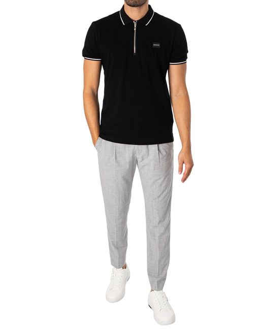 Antony Morato Black Logo Zip Polo Shirt for men