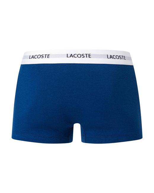 Lacoste Blue 3 Pack Cotton Stretch Trunks for men