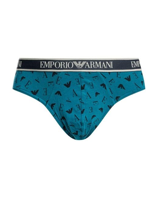 Emporio Armani Blue 3 Pack Cotton Stretch Briefs for men