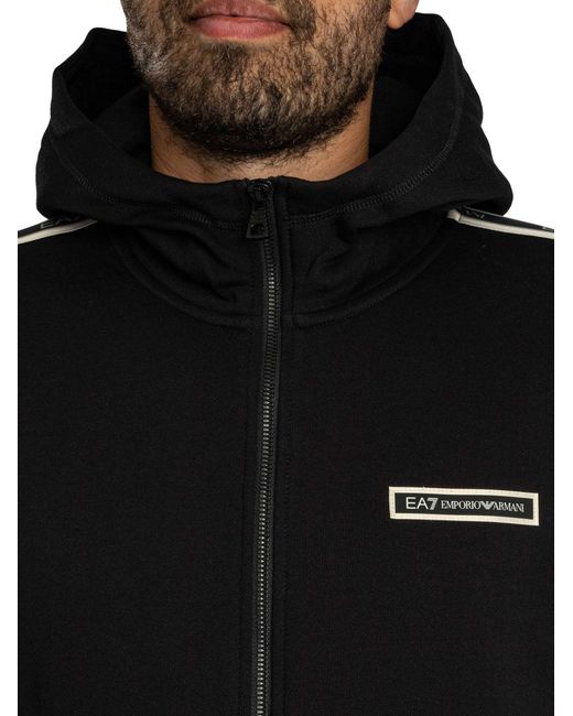 EA7 Black Box Logo Zip Hoodie for men
