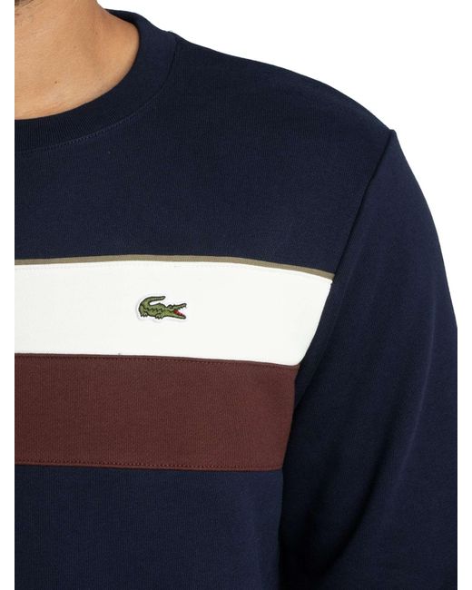 Lacoste Blue Colour Block Fleece Sweatshirt for men