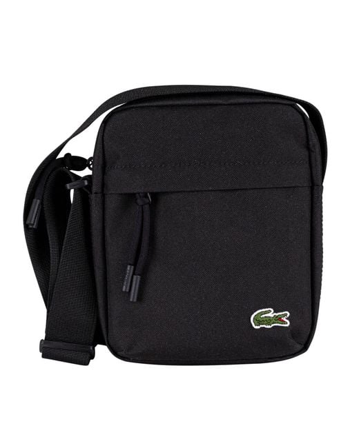 Lacoste Black Logo Vertical Camera Bag for men