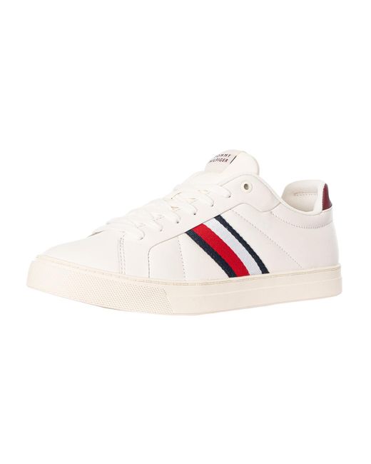 Tommy Hilfiger Pink Icon Court Leather Stripes Trainers for men