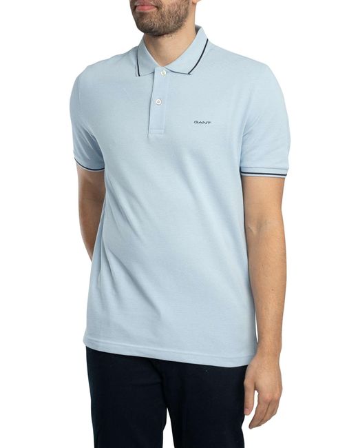 Gant Blue Tipping Pique Polo Shirt for men