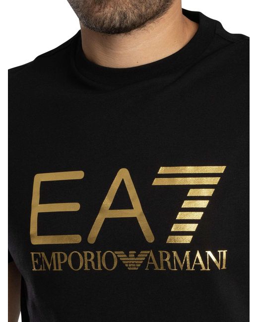 EA7 Black Slim Logo Graphic T-shirt for men