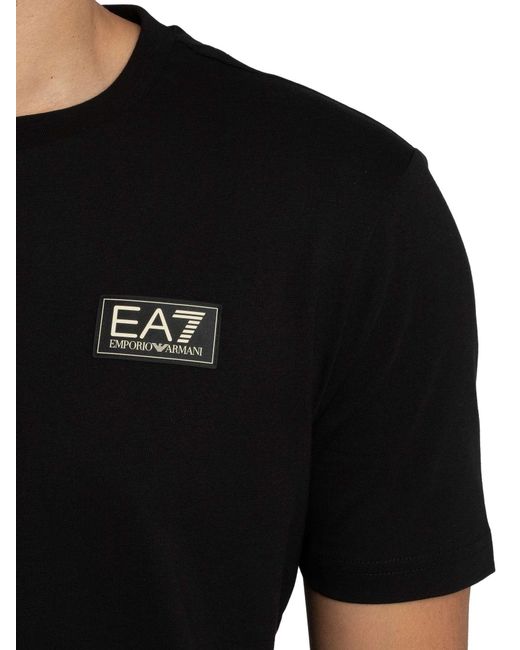 EA7 Black Regular Chest Box Logo T-shirt for men