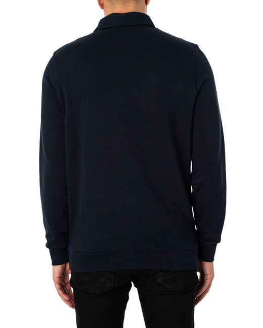 Lyle & Scott Blue Loopback Embroidered Collared Sweatshirt for men