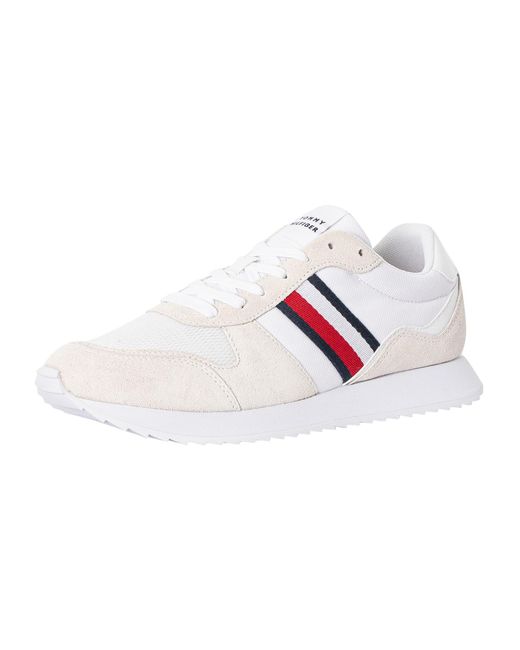 Tommy Hilfiger White Runner Evo Mix Essential Trainers for men
