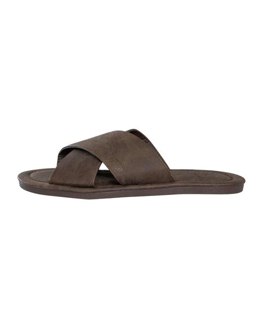 Superdry Brown Vintage Cross Strap Sliders for men