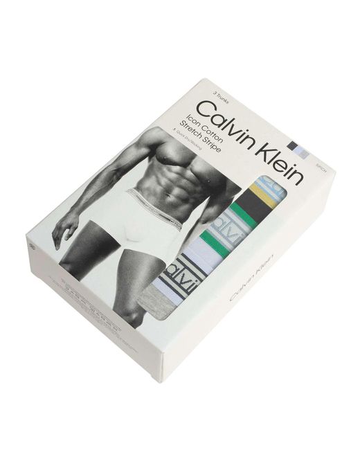 Calvin Klein Gray 3 Pack Icon Cotton Trunks for men