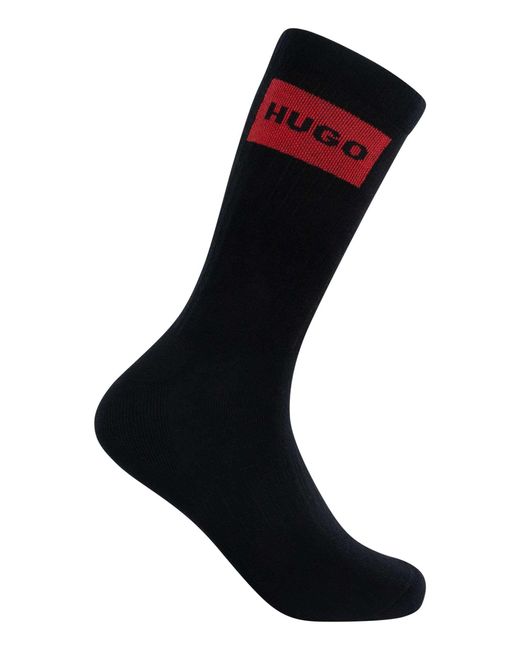 HUGO Black 3 Pack Label Quarter Socks for men