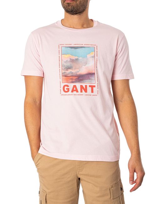 Gant White Washed Graphic T-shirt for men