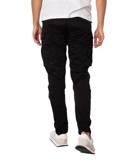 G-Star RAW Black Rovic Zip 3d Regular Tapered Cargo Trousers for men